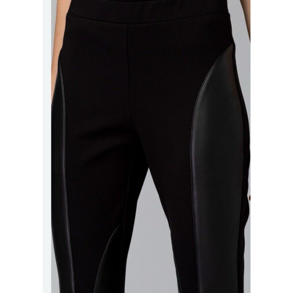 NWT Joseph Ribkoff Panel Leggings Pants Black Faux Leather Ponte Knit US 10 - Picture 3 of 9